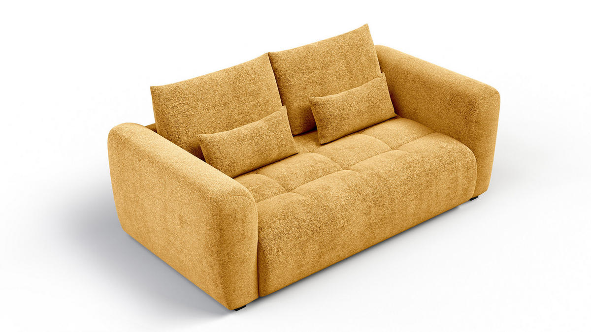 SOFA SORENO 3-Sitzer, gelb - Gelb/Schwarz, Holz/Textil (214/94/114cm) - Courtois Laville