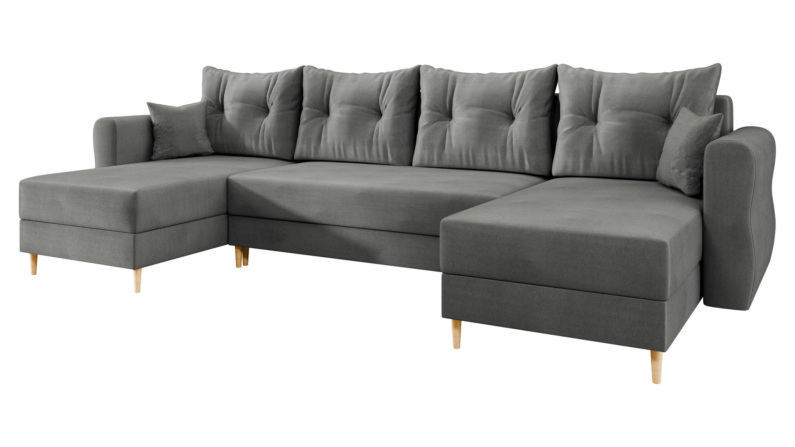 WOHNLANDSCHAFT Zako U - Naturfarben/Grau, Holz/Textil (310/85/138cm) - MIRJAN24