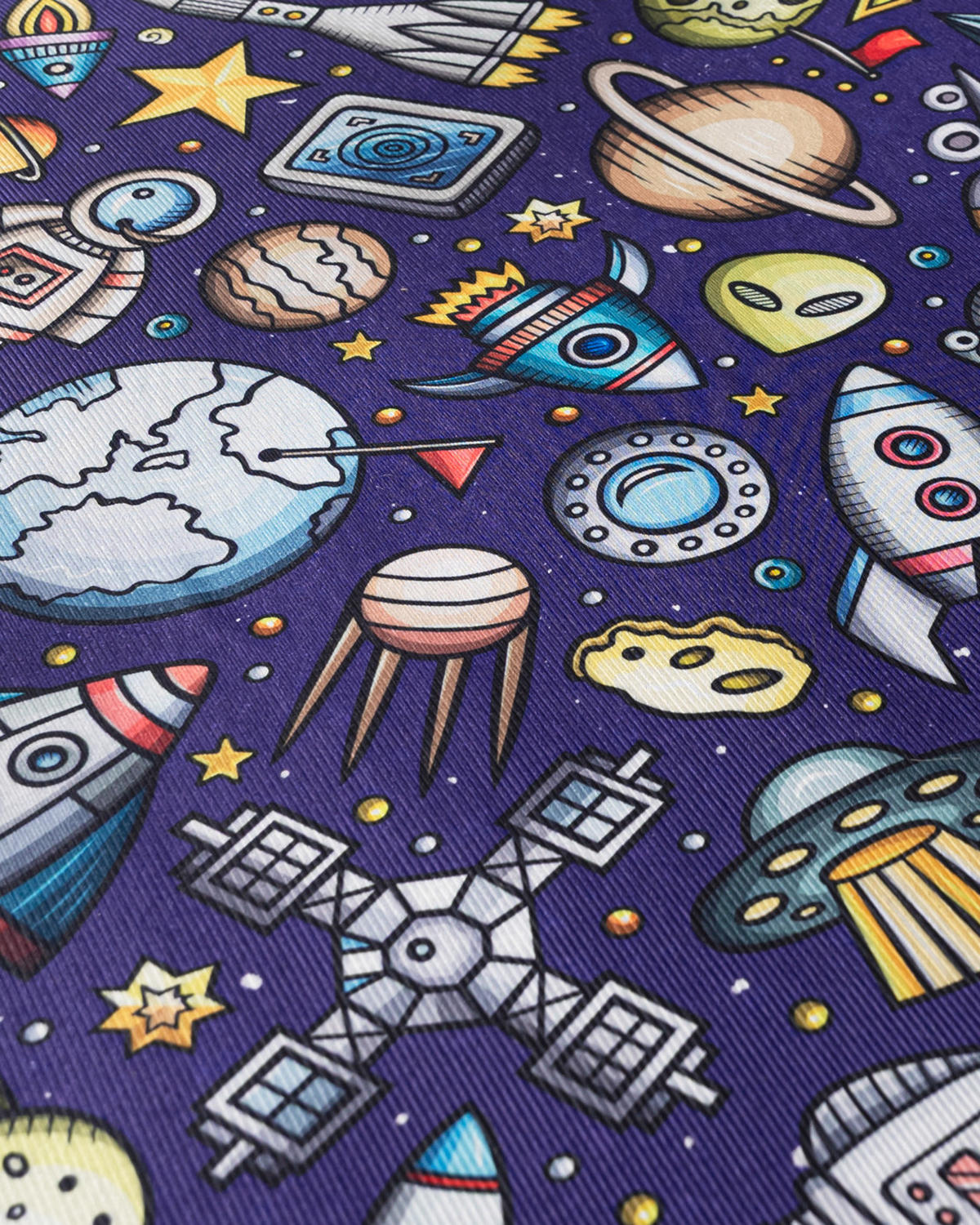 KINDERTEPPICH Bambini Cosmo Mazovia Rund Ø100cm Marineblau Weltraum Kurzflor - Dunkelblau, Textil (100/100cm) - Mazovia
