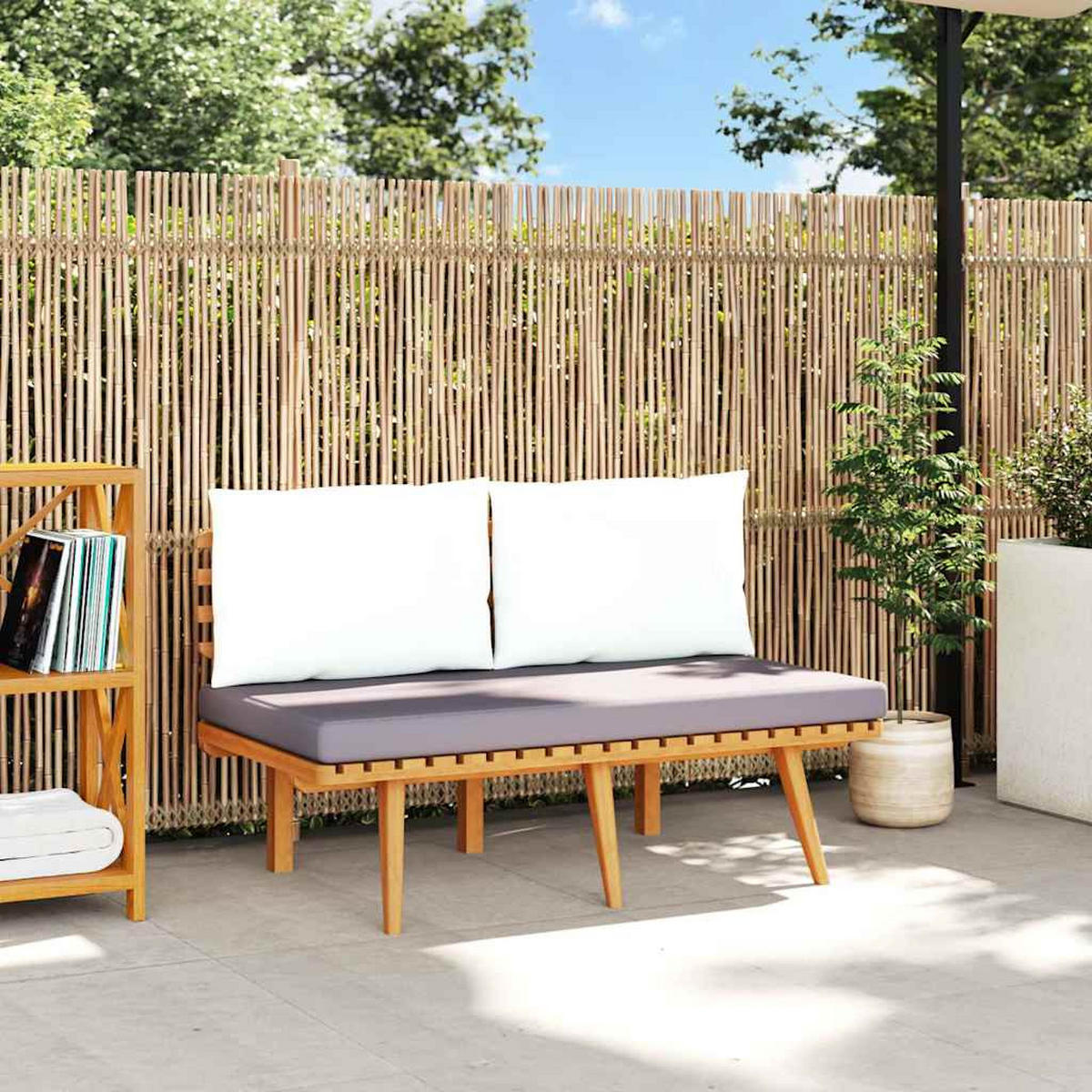 GARTENBANK Mit Kissen 115 Cm Massivholz Akazie - Dunkelgrau, Holz/Textil (115/65/65cm) - vidaXL