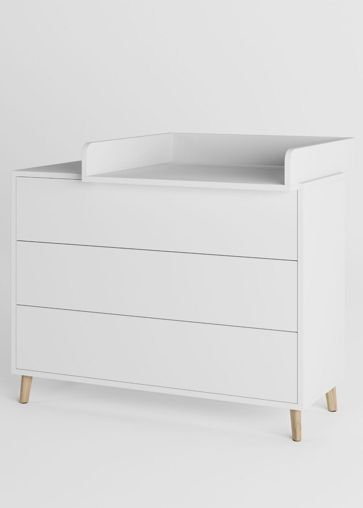WICKELKOMMODE EDEN – Push-to-Open, Touch-Close, abnehmbarer Wickelaufsatz & Schubladen mit Fächern - weiß - Buchefarben/Weiß, Holzwerkstoff/Buchenholz (71/94/114cm) - Sämann – make a difference.