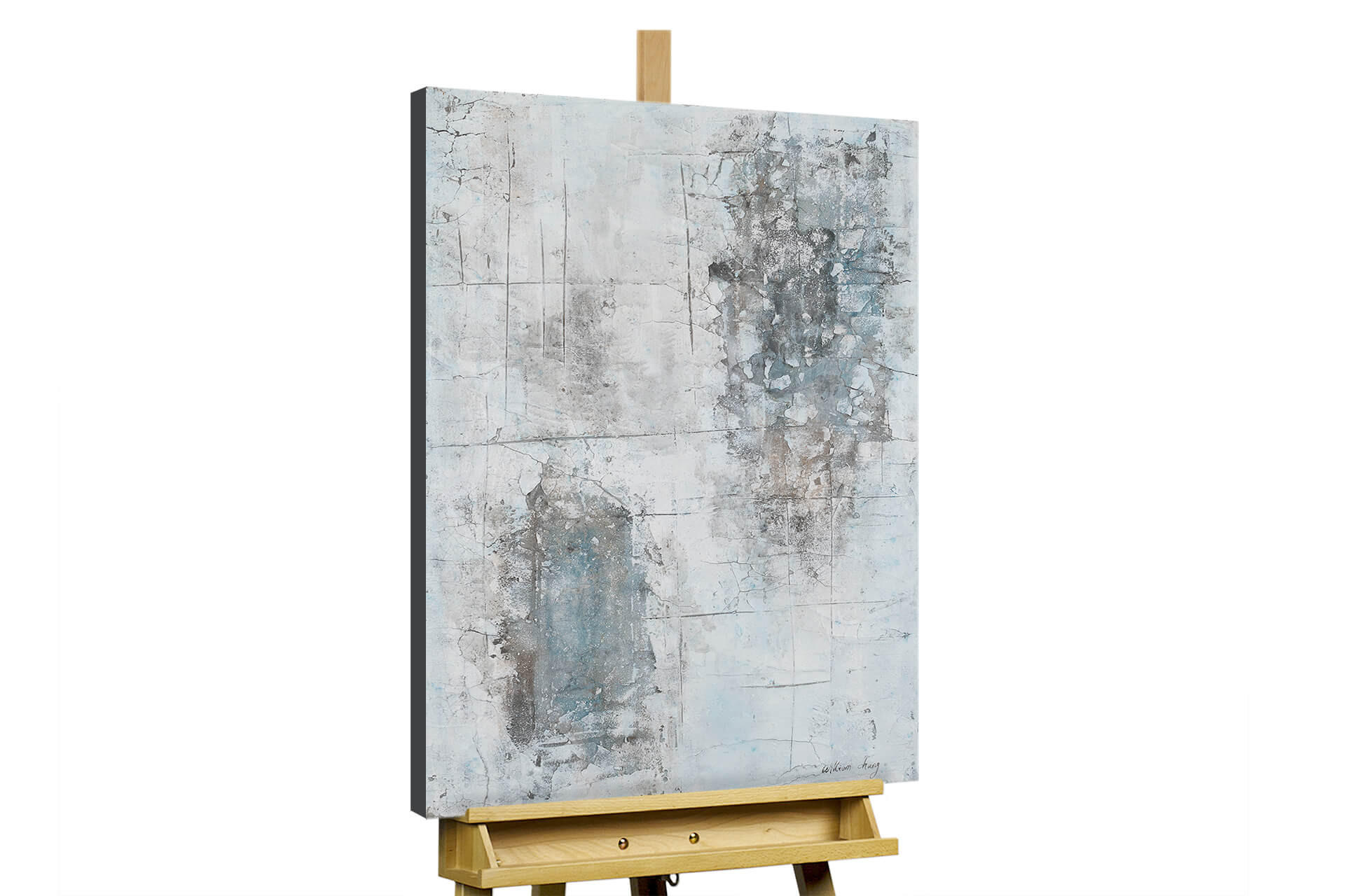 ACRYLBILD HANDGEMALT 60/90 cm - Grau, Holz/Textil (60/90cm) - KUNSTLOFT