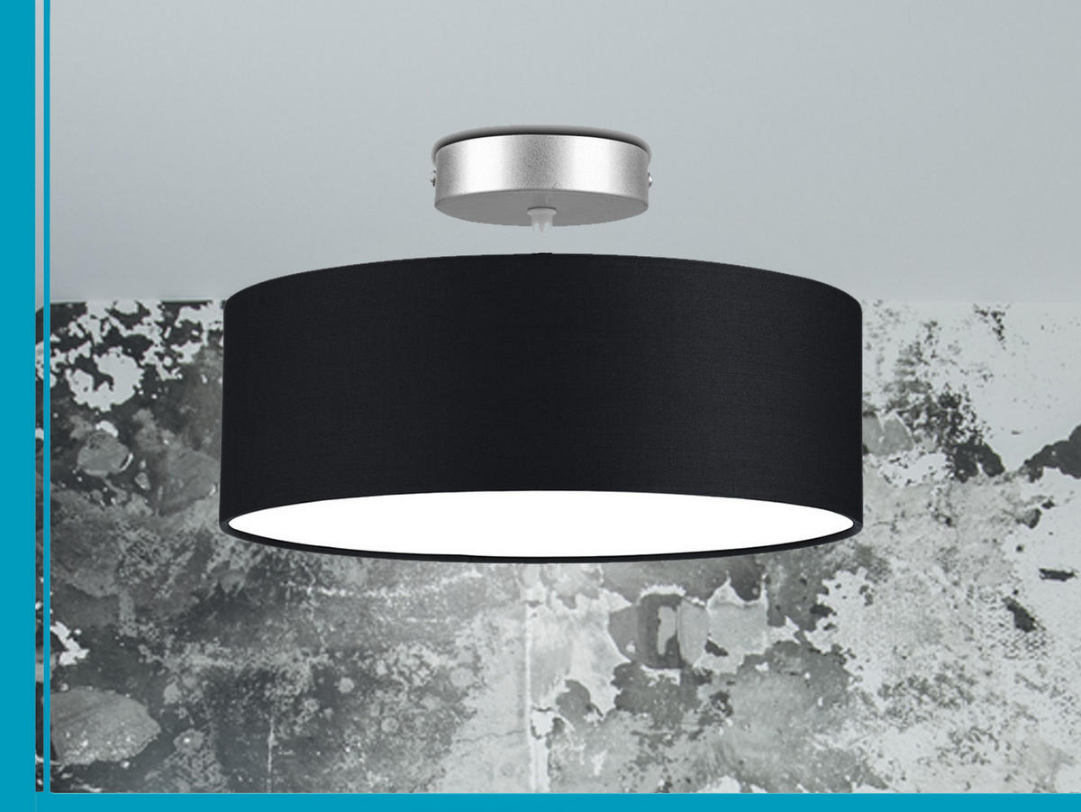 DECKENLAMPE Ø30cm, Lampenschirm Stoff Schwarz - Schwarz, Textil (30/30/16cm) - meineWunschleuchte