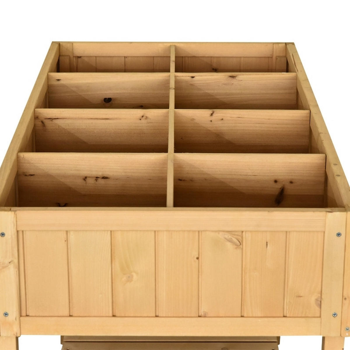 BLUMENKASTEN aus Tannenholz 110x46x76cm in Natur mit 8 Fächern & Abfluss - Naturfarben, Holz (46/76/110cm) - Modfu