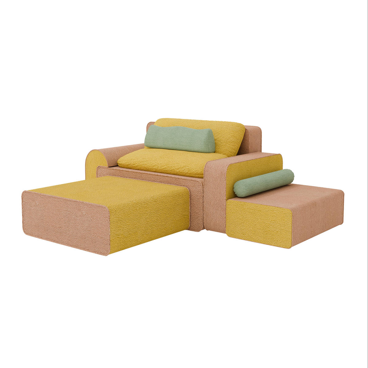 MODULARES Ecksofa 213cm - Pink/Gelb, Textil (213/90cm) - Vercart