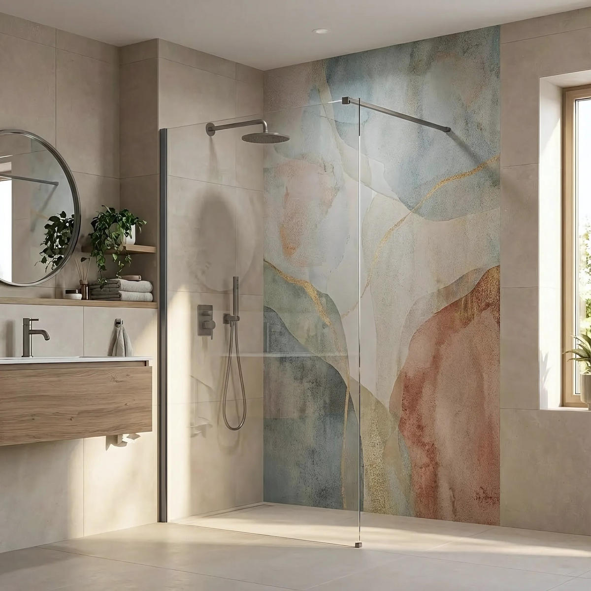 DUSCHWAND Rea Flexi Transparent / Titan 130 - Titanfarben, Glas (120/130/195cm) - REA