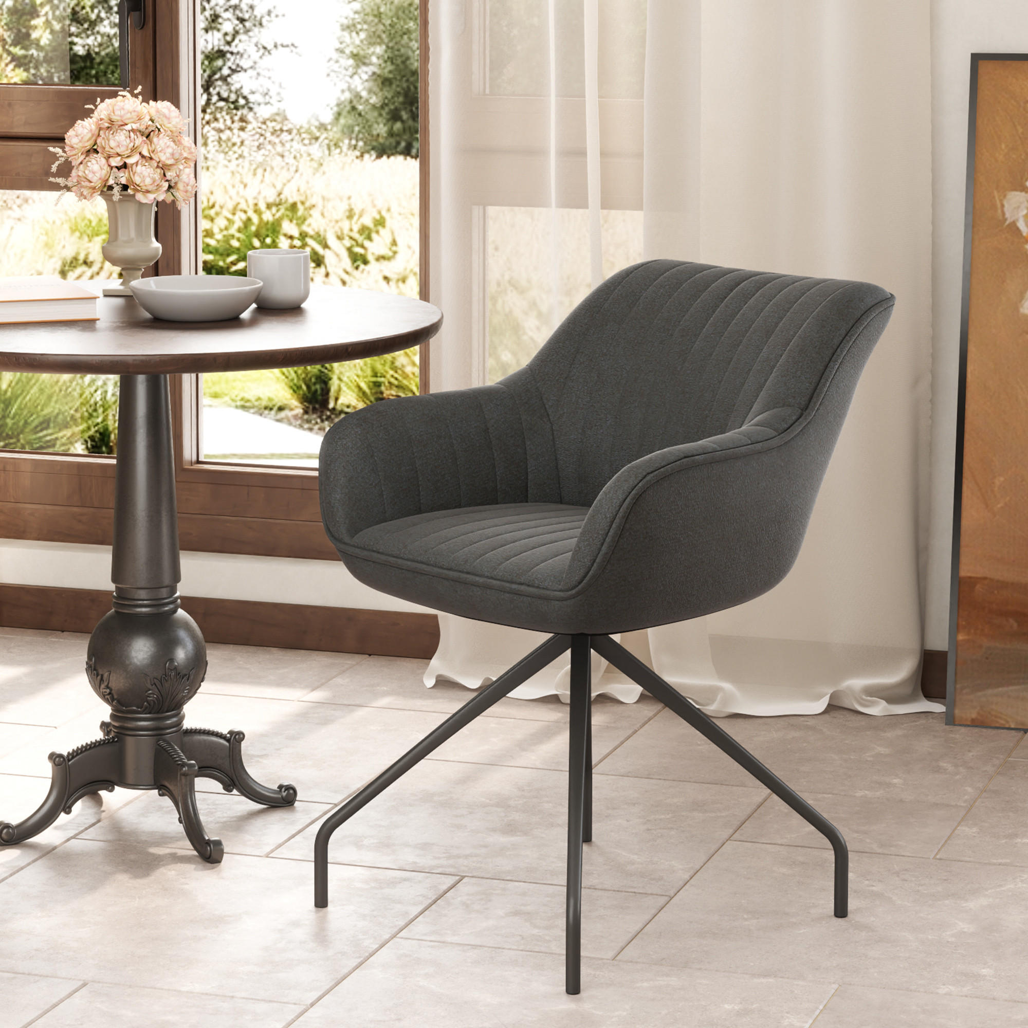 DREHBARER Armstuhl - Dunkelgrau, Kunststoff (62/81/61cm) - HOMCOM