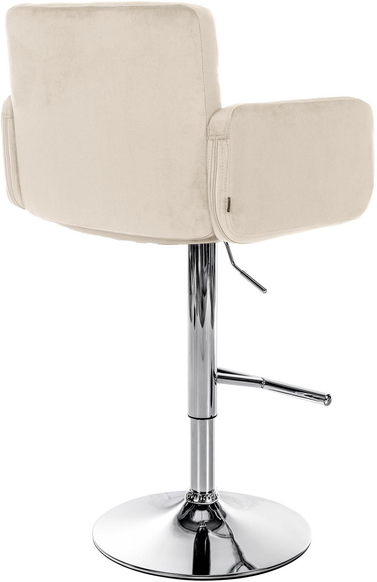 BARHOCKER Lausanne Samt chrom creme - Chromfarben/Naturfarben, Textil/Metall (60/113/56cm) - TPFLiving