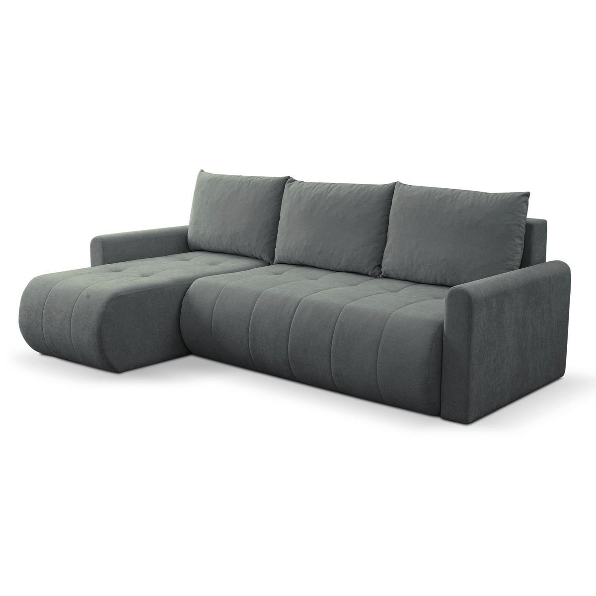 ECKSOFA Timmone Aschgrau Chenille 230 cm - Schwarz/Grau, Kunststoff/Textil (230/149cm) - Selsey