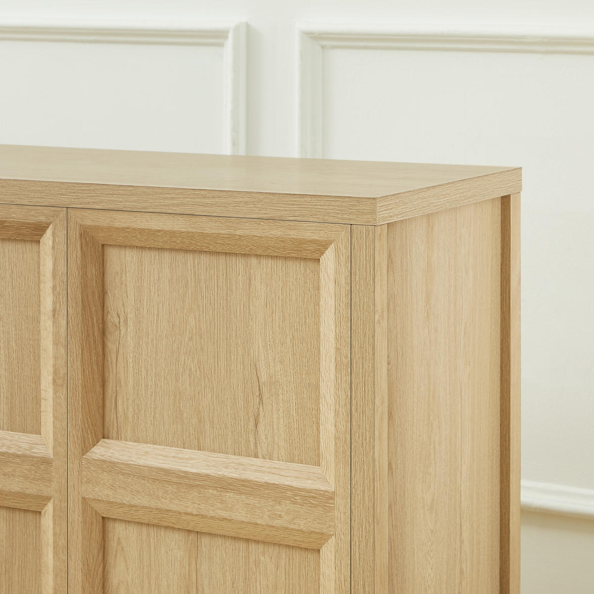 SIDEBOARD in Eichefarben mit 3D-Holzstruktur für Wohnzimmer, B160/T40/H80 cm - Eichefarben, Holzwerkstoff/Metall (160/80/40cm) - STILVORA