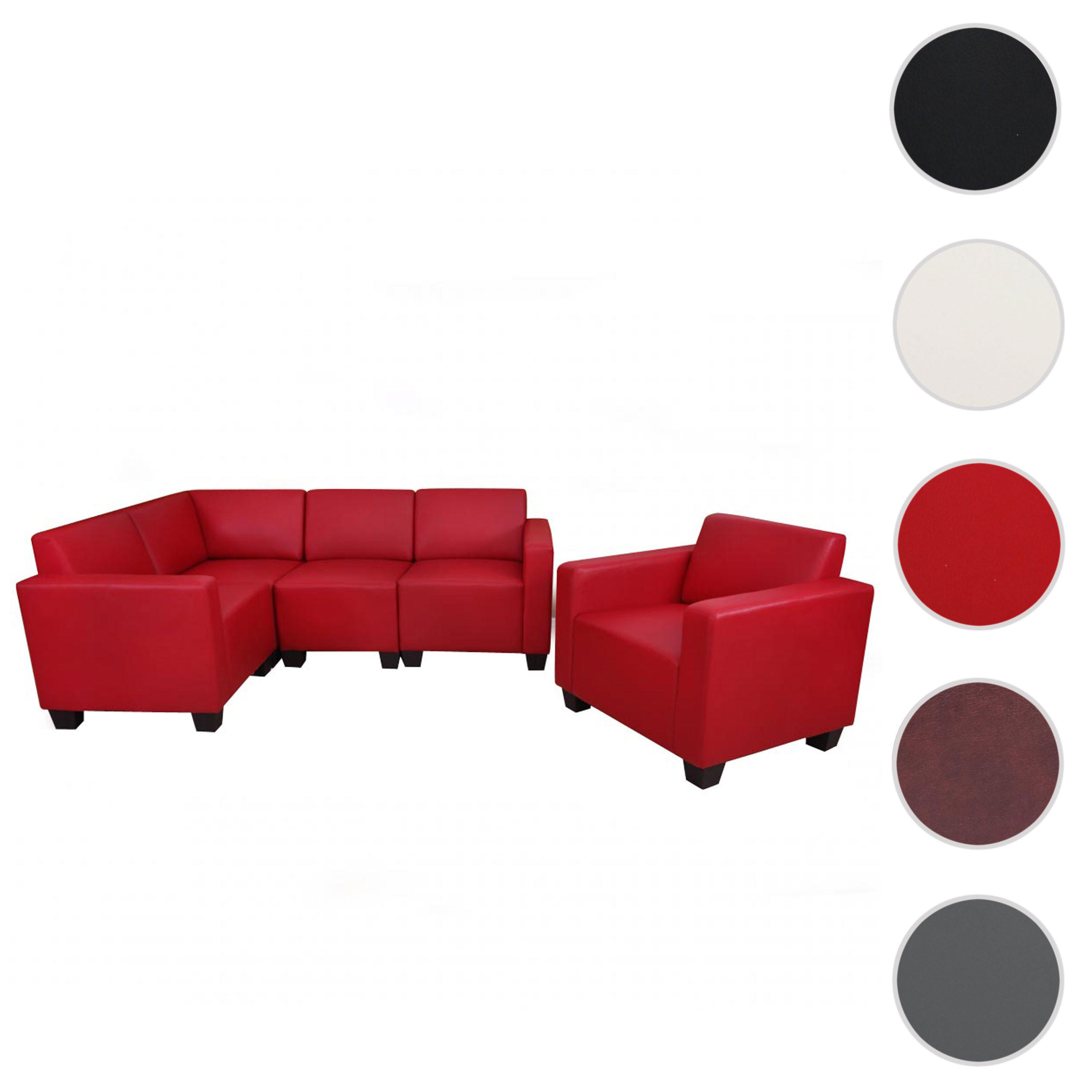 COUCH-GARNITUR Rot - Rot, Textil (214/76/142cm) - MCW