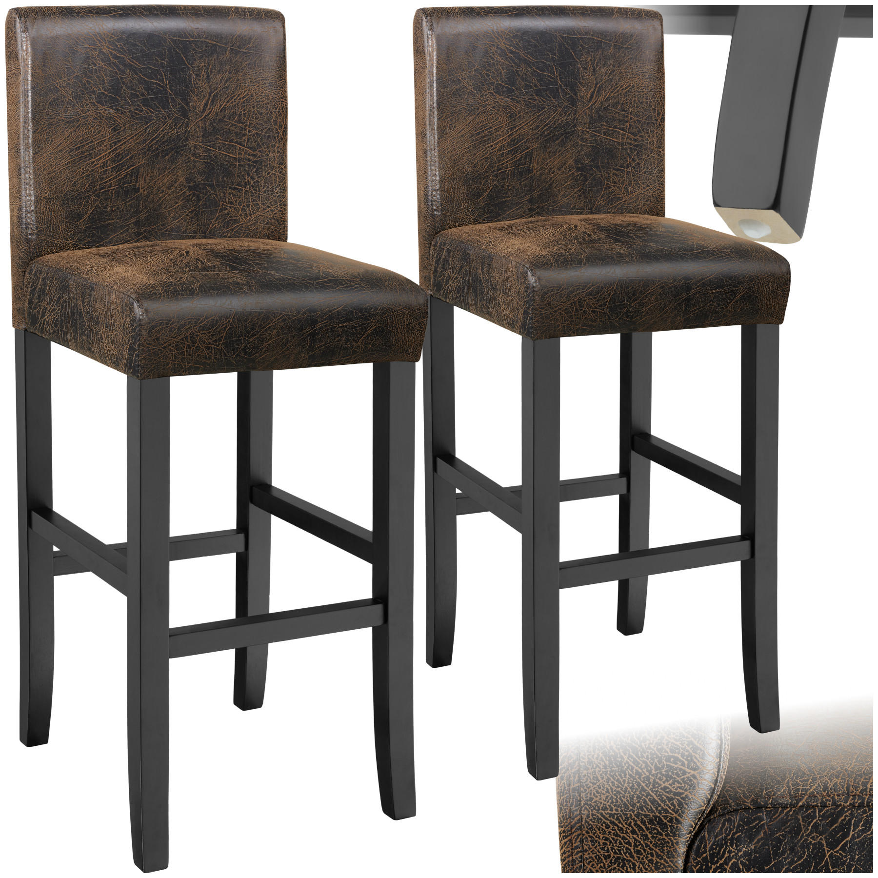 BARHOCKER ,Sitzhöhe 76 cm,antikbraun - Anthrazit/Braun, Holz (40/107/41cm) - tectake