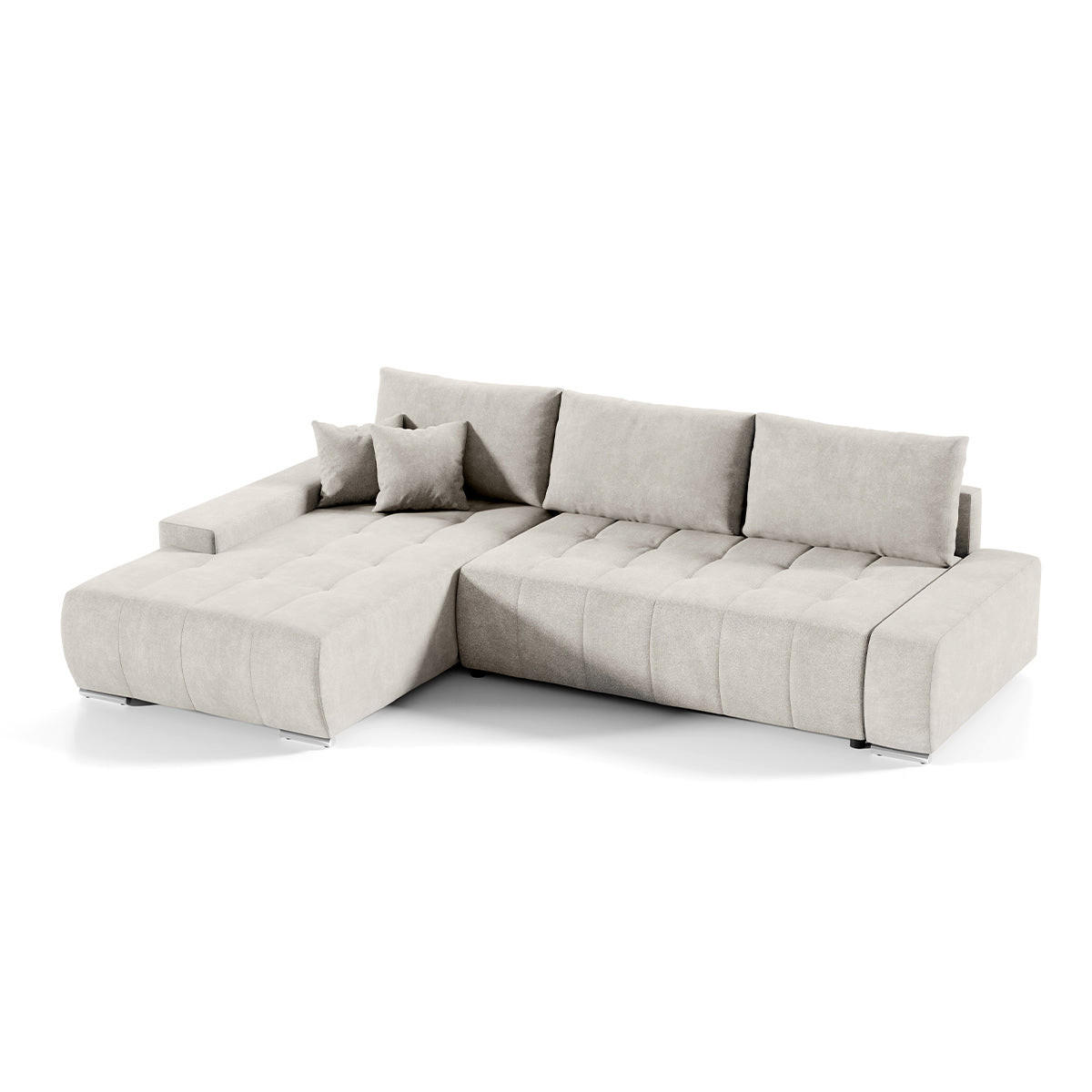 ECKSOFA Jonas 4 Sitzplätze Cremeweiß - Grün, Holzwerkstoff (265/185cm) - Petits-meubles