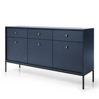 SIDEBOARD MONDO 154/83/39 cm mit 3 Schubladen 3 Türen Blau - Blau, Holzwerkstoff (154/83/39cm) - MASSENO