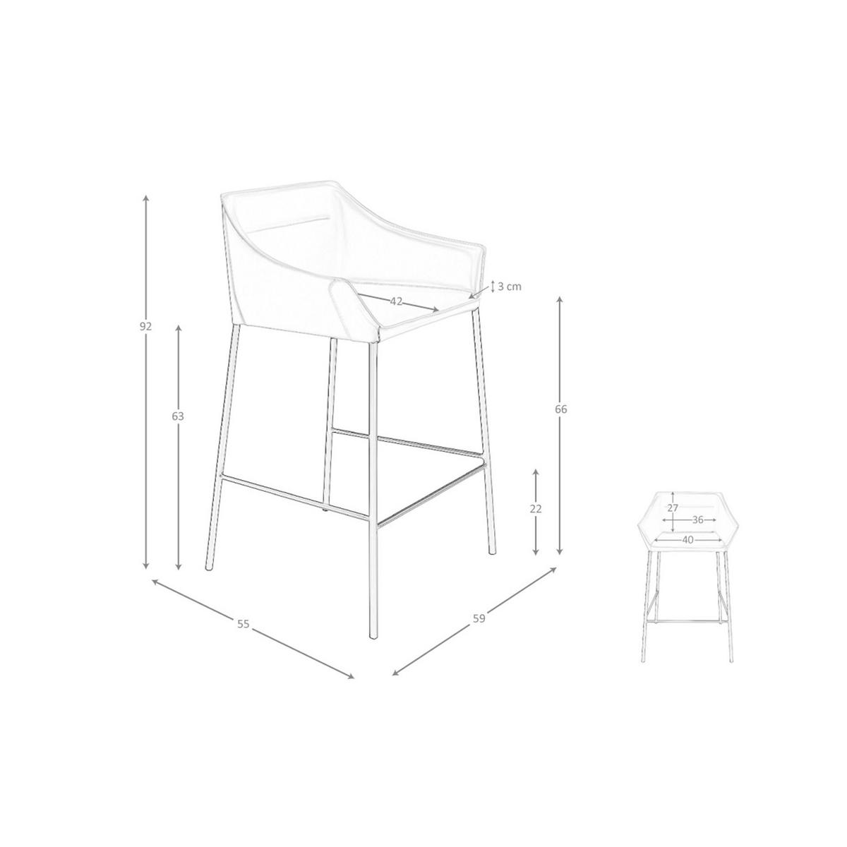 BARHOCKER Hocker aus braunem Kunstleder 59/55/92 cm - Schwarz/Braun, Leder (59/92/55cm) - ANGEL CERDA