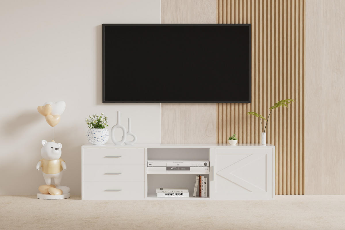 TV-SCHRANK in 160/45/35 cm - Weiß, Holzwerkstoff (160/45/35cm) - HOMAVO