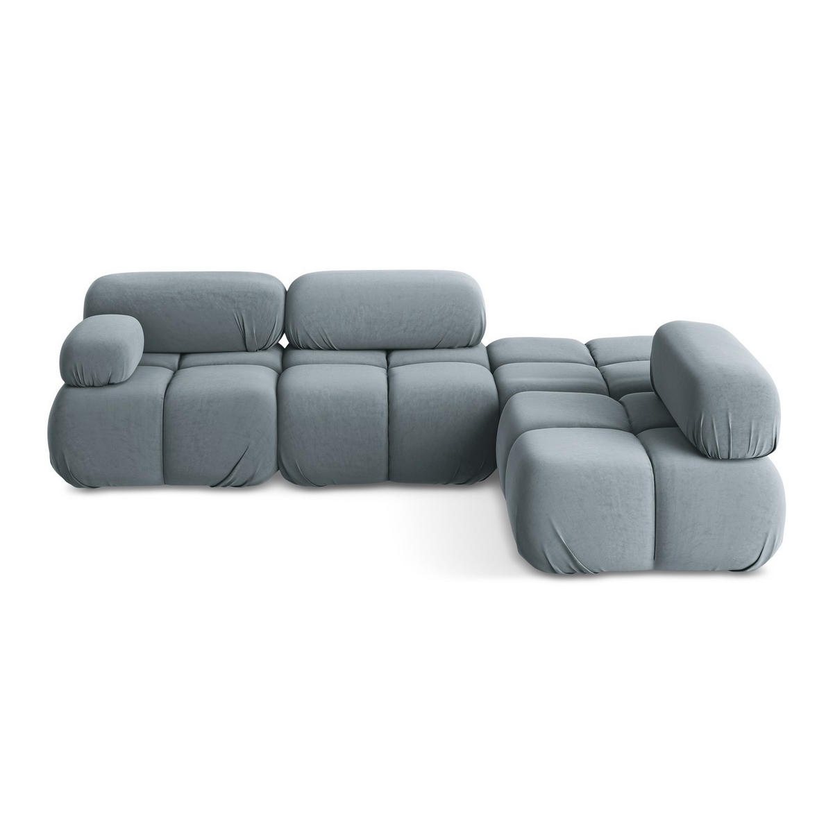 ECKSOFA Rechts Samt Stoff Blau - Blau/Schwarz, Kunststoff/Textil (285/190cm) - LaMiaSofa