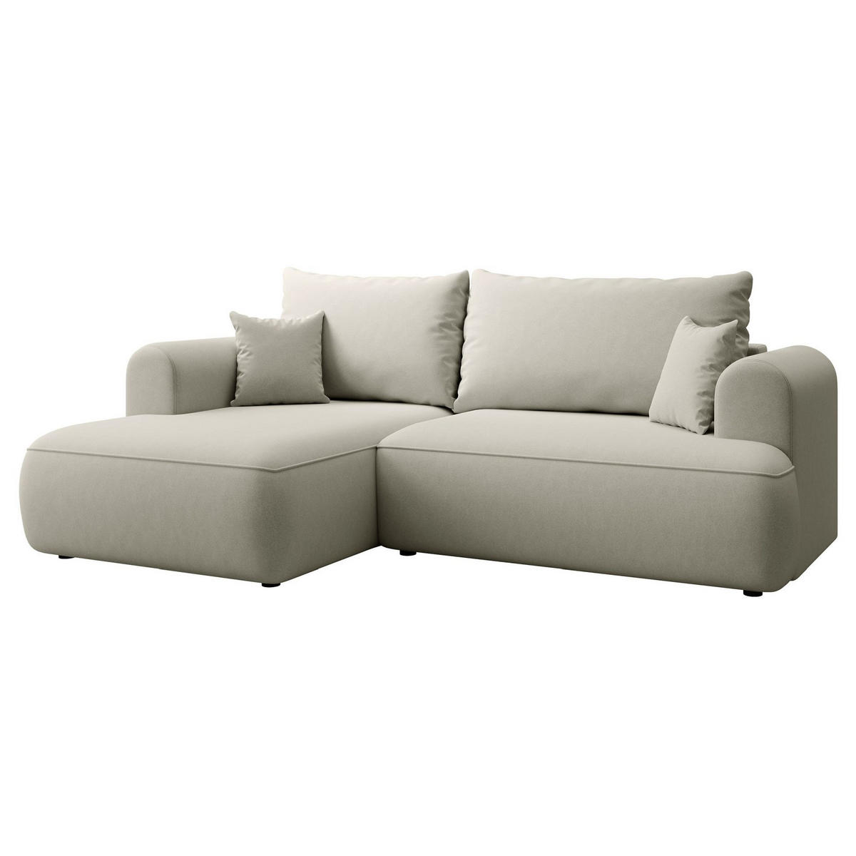 ECKSCHLAFSOFA Ovo Mini Hellbeige Easy-Clean-Samtbezug - Ecru/Schwarz, Kunststoff/Textil (238/156cm) - Selsey