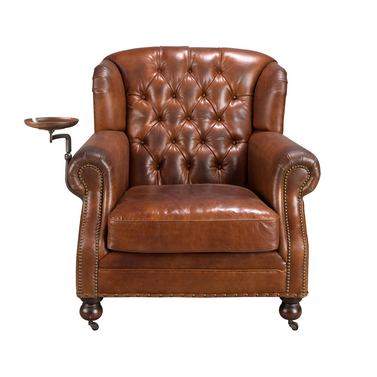 CHESTERFIELD-SESSEL Cognacbraun Mahagoni 93/99/90 cm - Braun, Leder/Holz (93/90/99cm) - ANGEL CERDA