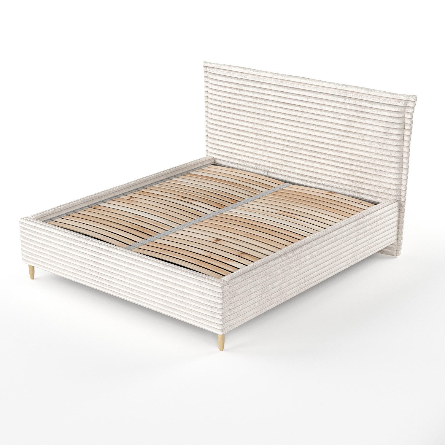 POLSTERBETT Cape Cod Creme 120/200 cm im Samtstoff - Creme/Naturfarben, Holz/Holzwerkstoff (120/200cm) - Maison de Reve