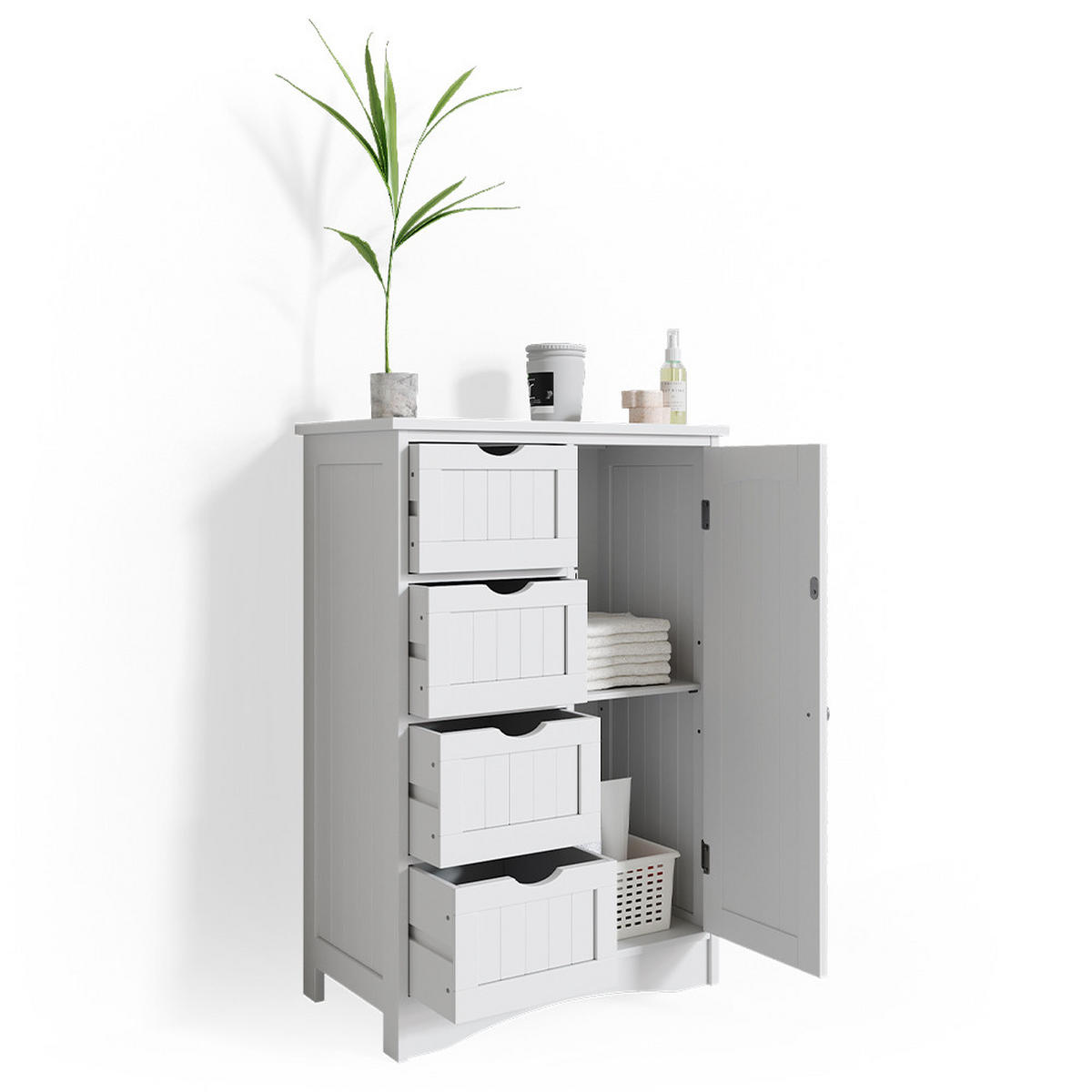 BADSCHRANK Bianco Weiß 55 x 81 cm - Weiß, Holzwerkstoff (55/81/30cm) - Vicco