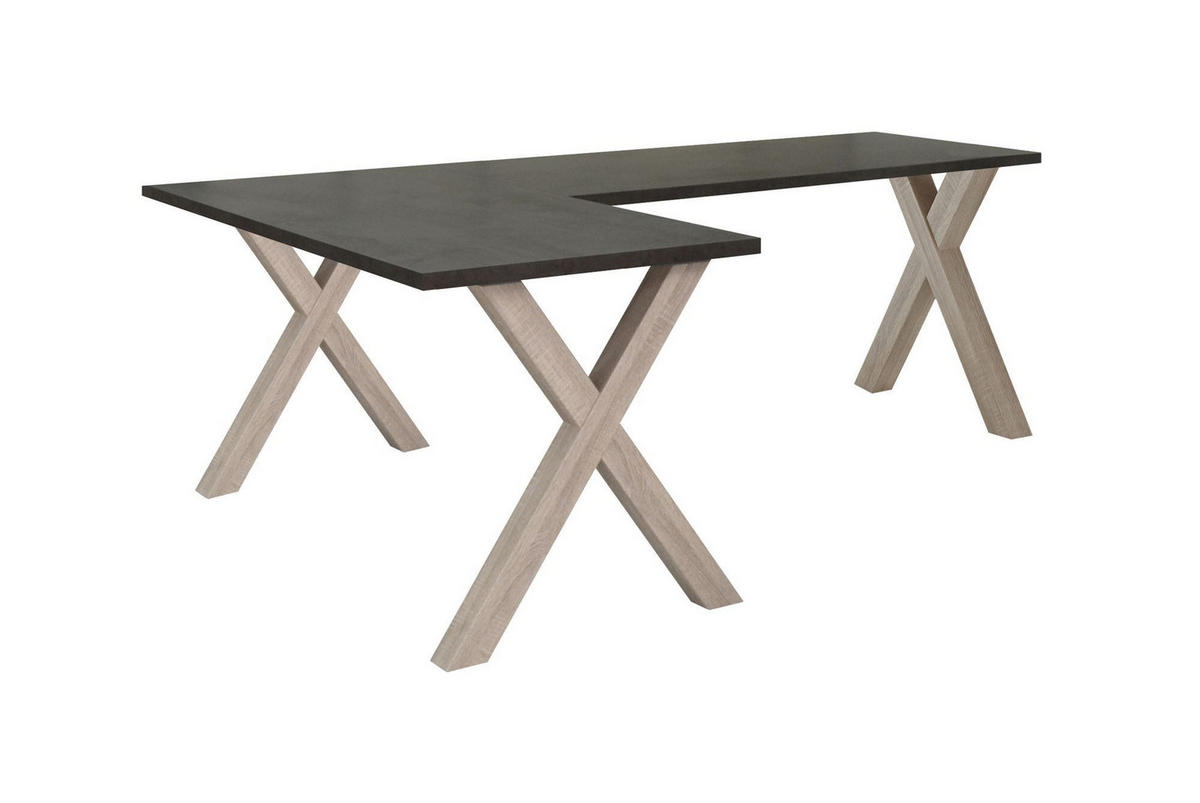 ECKSCHREIBTISCH Ede 2 230 x 120 x 75 Computertisch Eiche sägerau/Graphit - Grau, Holz (230/120/75cm) - 58aufmkessel