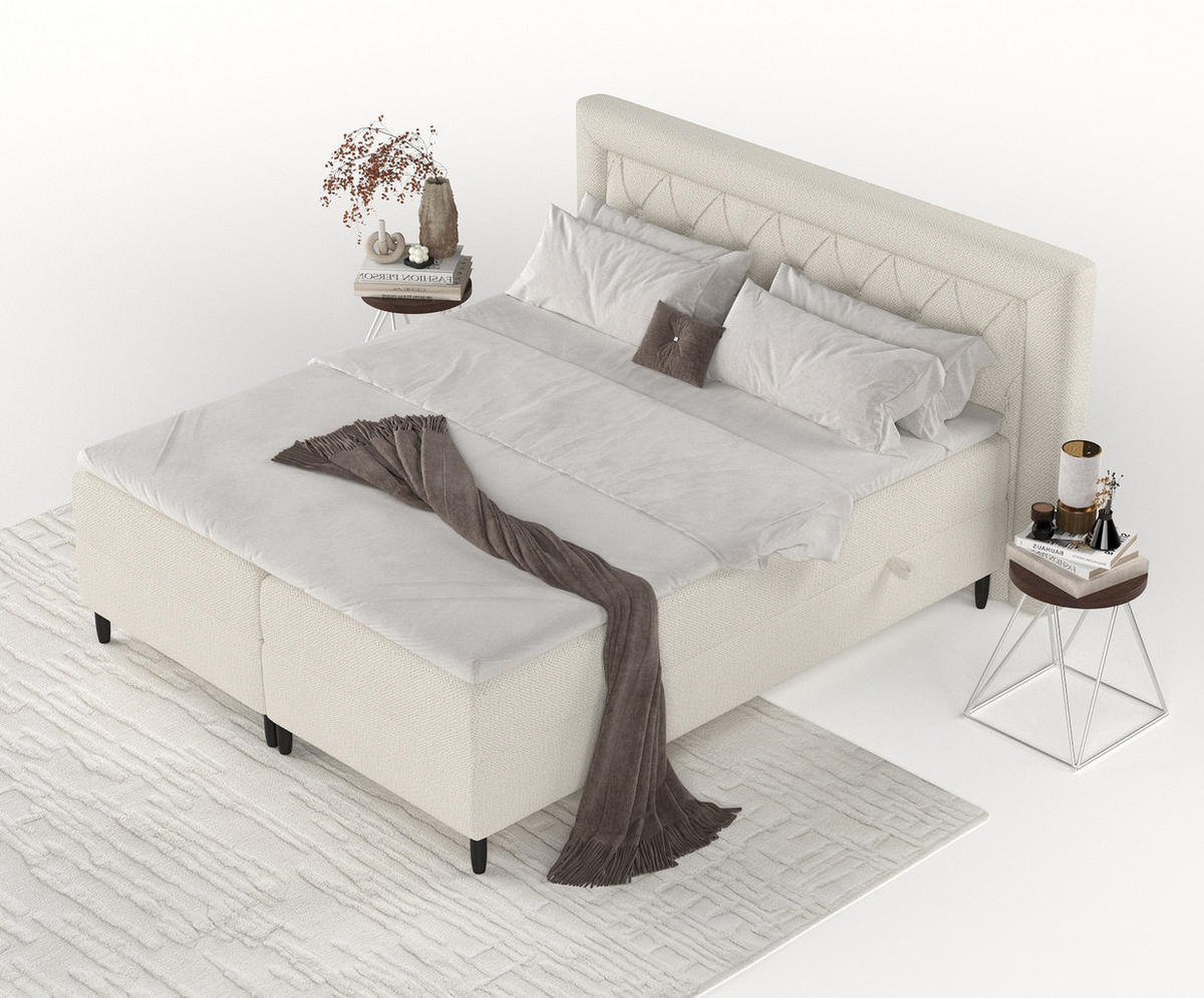 BOXBETT Avani Beige 160/200 cm - Beige/Schwarz, Holz/Holzwerkstoff (160/200cm) - Maison de Reve