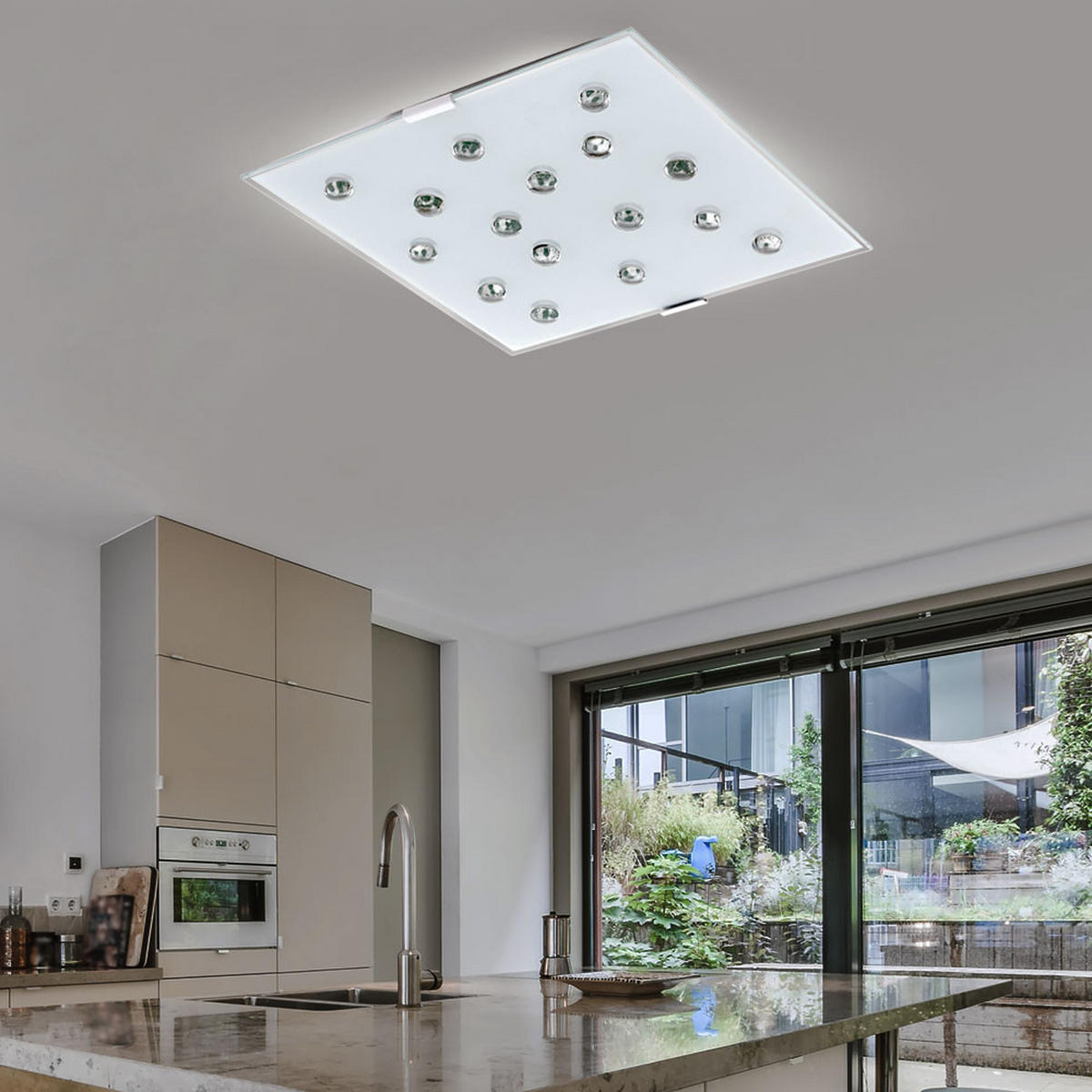 LED DECKENLEUCHTE Stahl Weiß - Weiß, Glas (29/29/7.5cm)