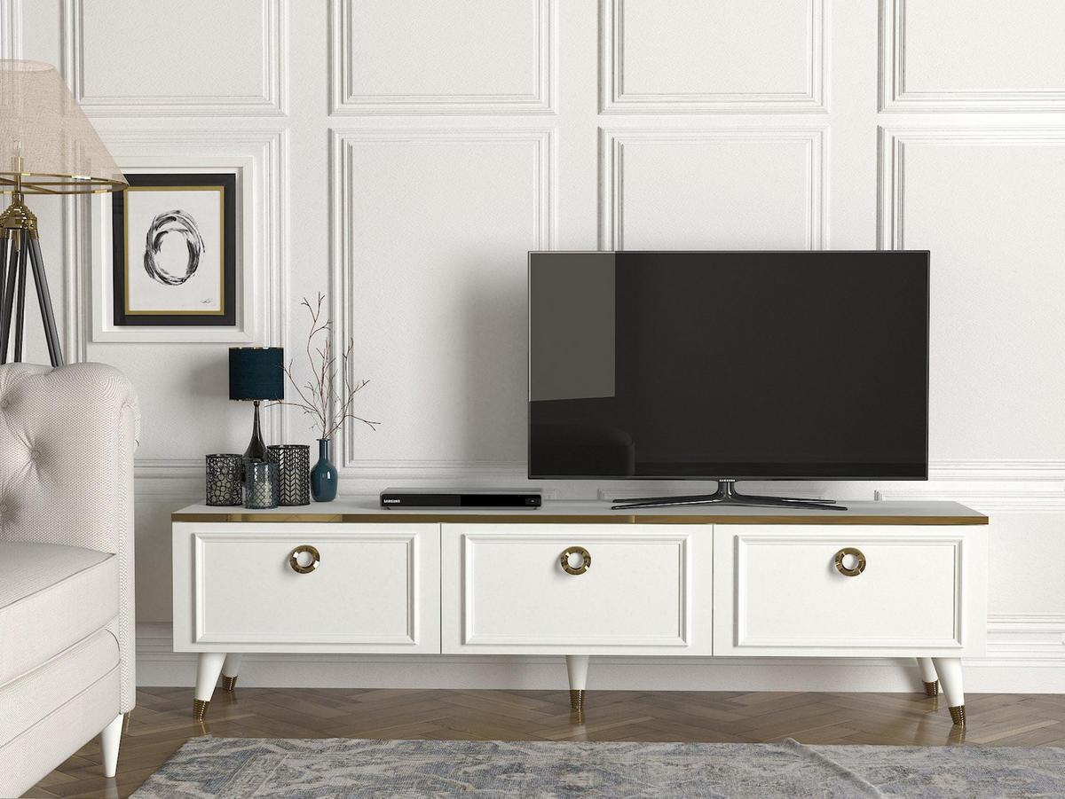 TV-LOWBOARD Cornelia Weiß - Goldfarben/Weiß, Holzwerkstoff/Kunststoff (180/46.3/35cm) - moebel17