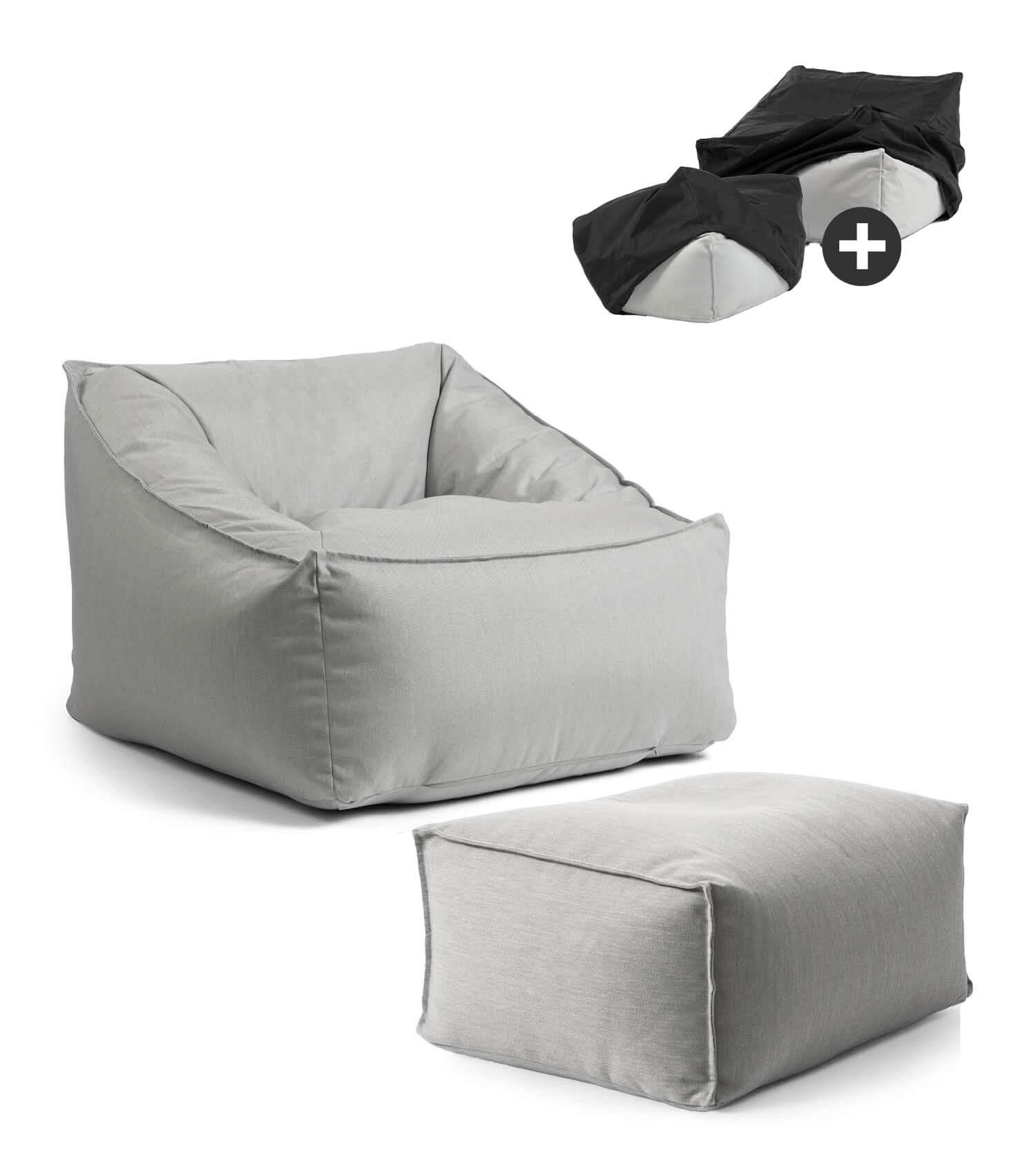 SITZSACK Der Sunnyboy mit Hocker - Grau, Textil (80/60/83cm) - Mokebo