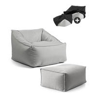 SITZSACK Der Sunnyboy mit Hocker - Grau, Textil (80/60/83cm) - Mokebo