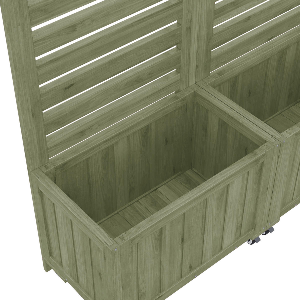 PFLANZKÜBEL Massives Tannenholz Grün mit Spalier - Grün, Holz (32/32/102.5cm) - ComfortXL