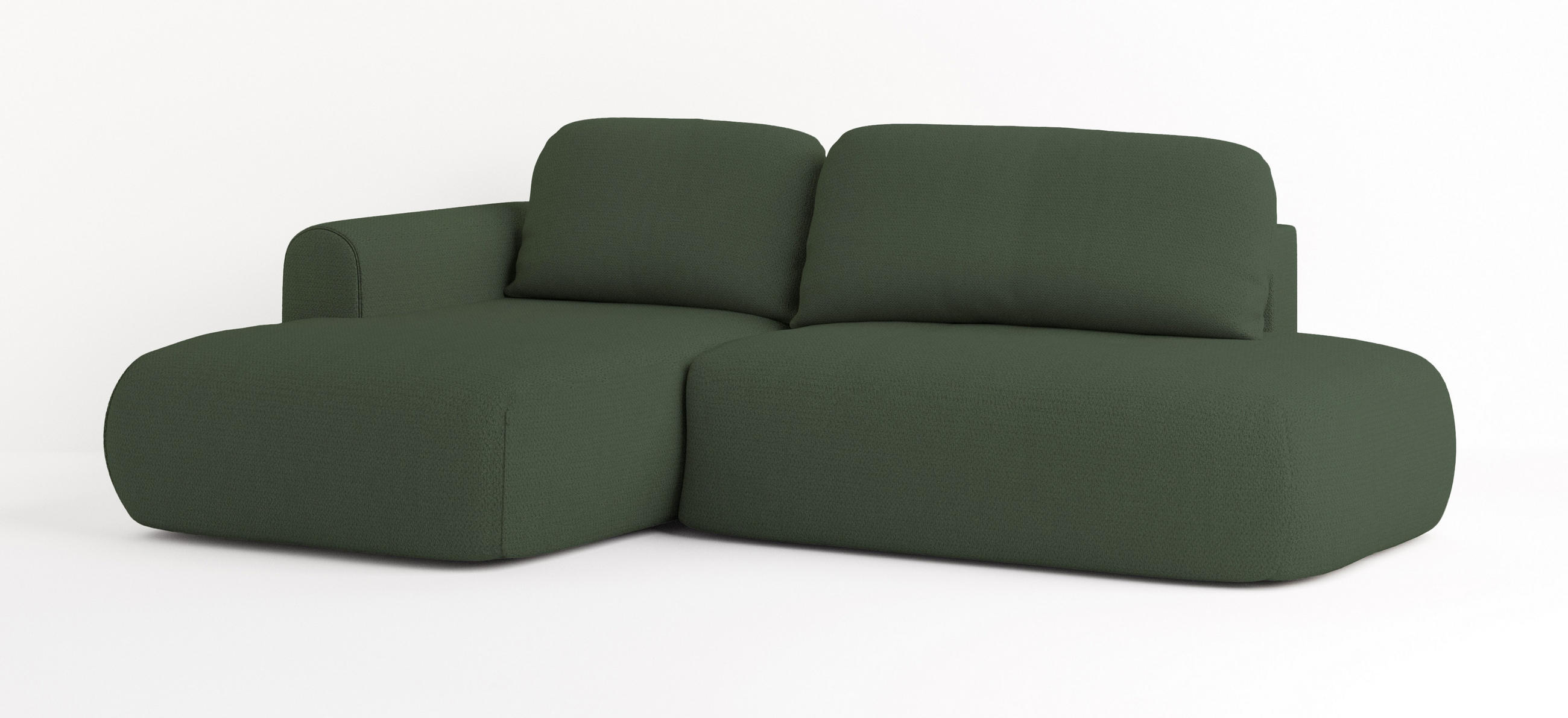 ECKSOFA NUVIRA L-S Grün Geflochtener Stoff mit Schlaffunktion - Grün, Holz (274/165cm) - MASSENO