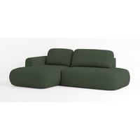 ECKSOFA NUVIRA L-S Grün Geflochtener Stoff mit Schlaffunktion - Grün, Holz (274/165cm) - MASSENO