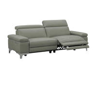 3-SITZER Sofa Talisman Echtleder mit 1 x Relaxfunktion Perlgrau - Hellgrau, Leder/Metall (216/80/100cm)