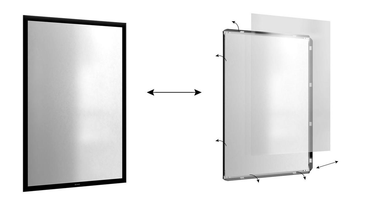 PLAKATRAHMEN, Klapprahmen A1-Format, Schwarz - Schwarz, Metall (59.4/84.1/2.5cm) - ALLboards