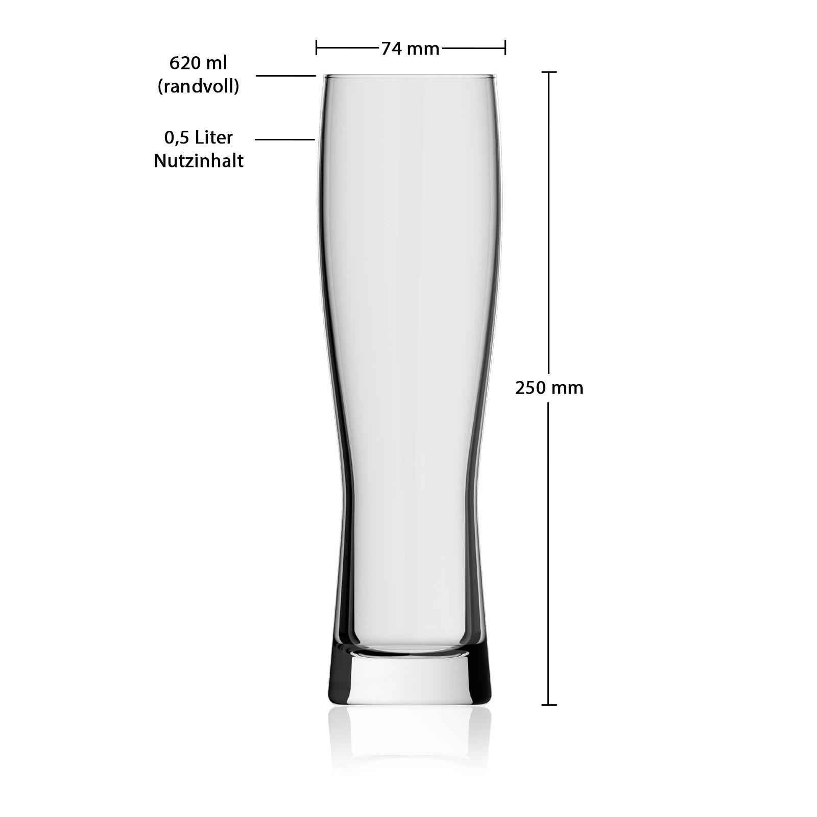WEIZENBIERGLÄSER Monaco Slim transparent 0,5 l 6er Set - Transparent, Glas (0.5L) - Rastal