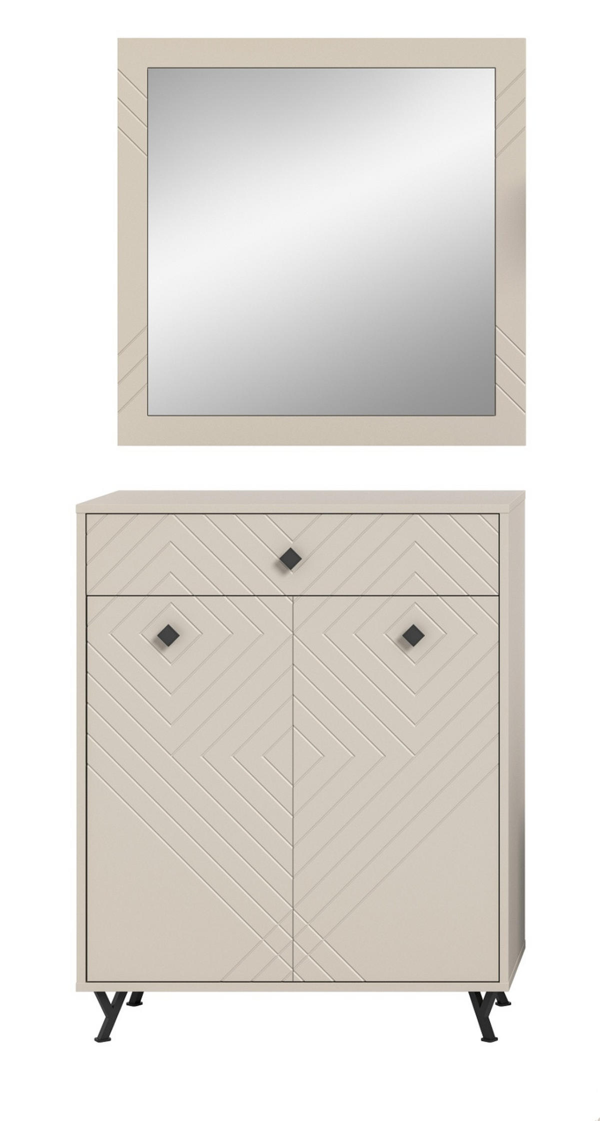 GARDEROBE Set 2-teilig Sand matt 80 cm, Garderobenkombination mit Fräsungen - Sandfarben/Beige, Glas/Holzwerkstoff (80/190/35cm) - Inn.Furn