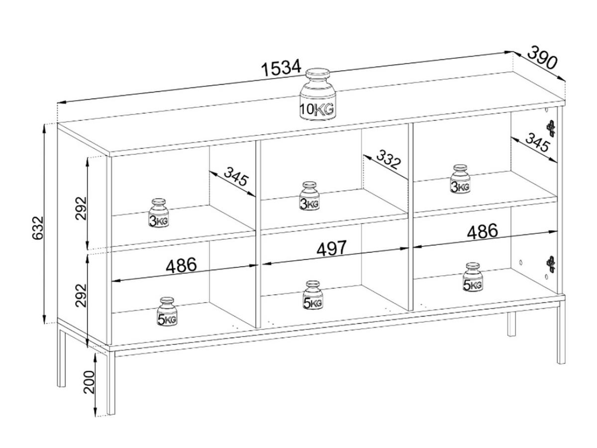 KOMMODE Graphit, Wotan Eichefarben 154/83/39 cm Deo - Eiche Wotan/Schwarz, Naturmaterialien/Glas (154/83/39cm) - Graingold