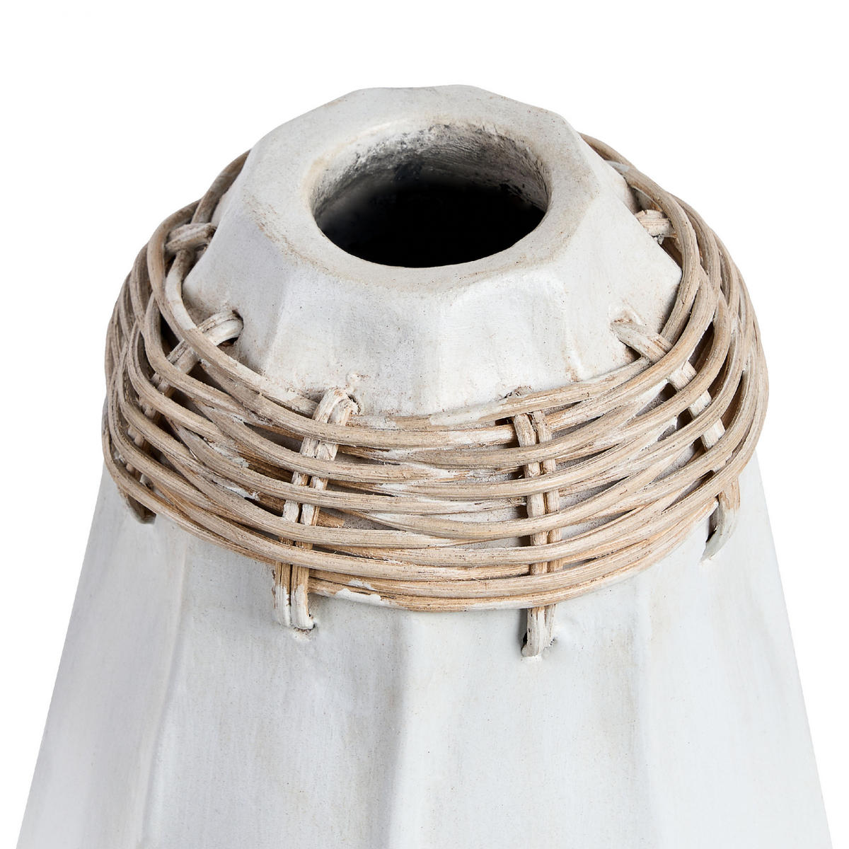 DEKOVASE Terrakotta weiß Kampar - Weiß, Stein (30cm) - Beliani