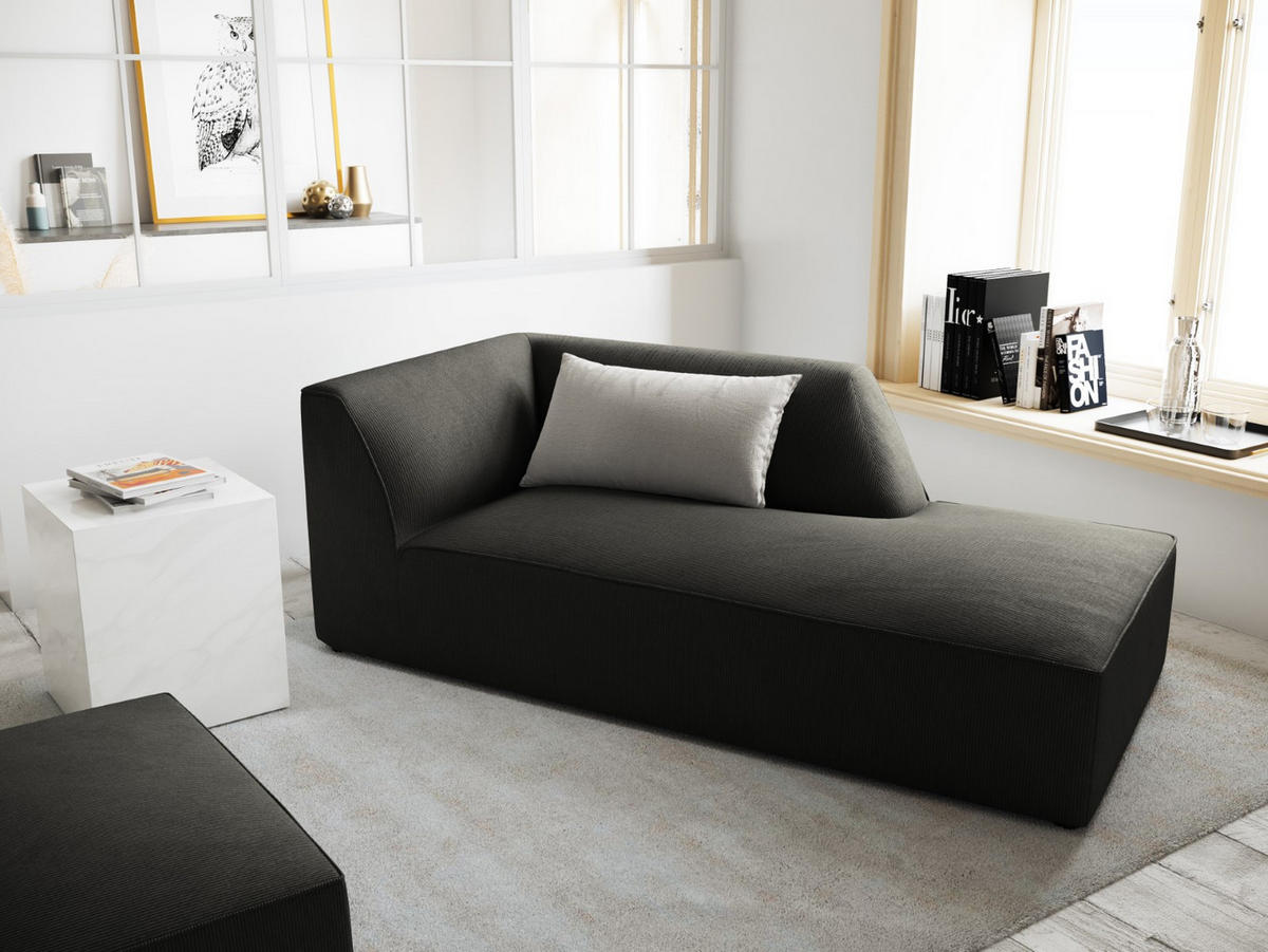 CHAISELONGUE rechts Ruby aus Cord dunkelgrau - Dunkelgrau, Textil (93/69/180cm) - Micadoni