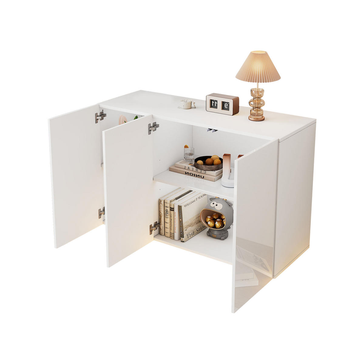 SIDEBOARD LED Weiß Hochglanz 120x40x75cm Stauraum Modern - Weiß, Holzwerkstoff (40/75/120cm) - FLIEKS