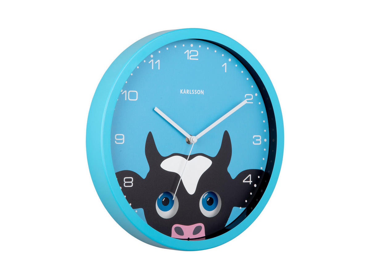 WANDUHR Peekaboo Cow Ø30,8 cm - Blau, Metall (30.8/1/30.8cm) - Karlsson