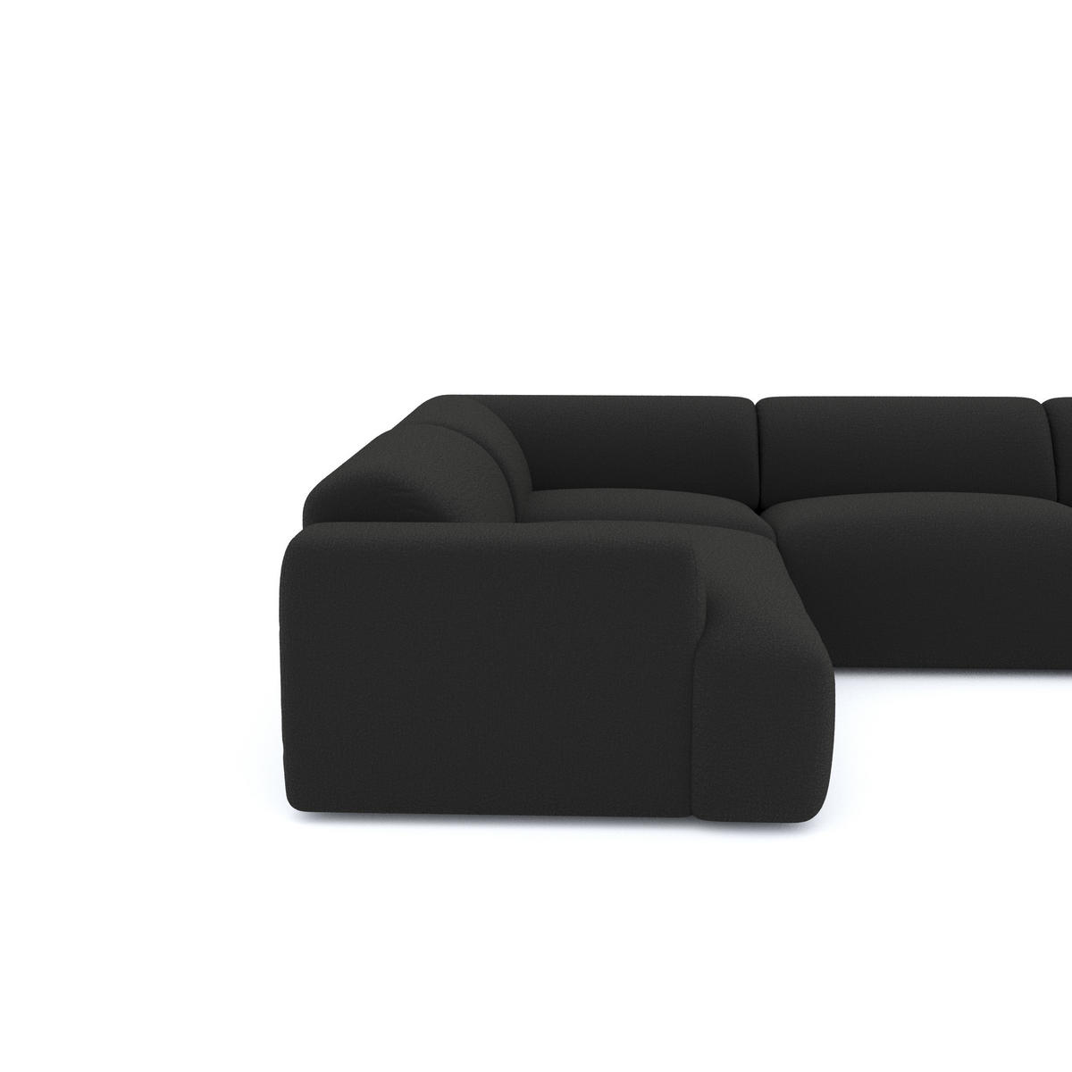 WOHNLANDSCHAFT Bouclé-Stoff Schwarz 354cm - Anthrazit, Textil (354/73/164cm) - Sia Home