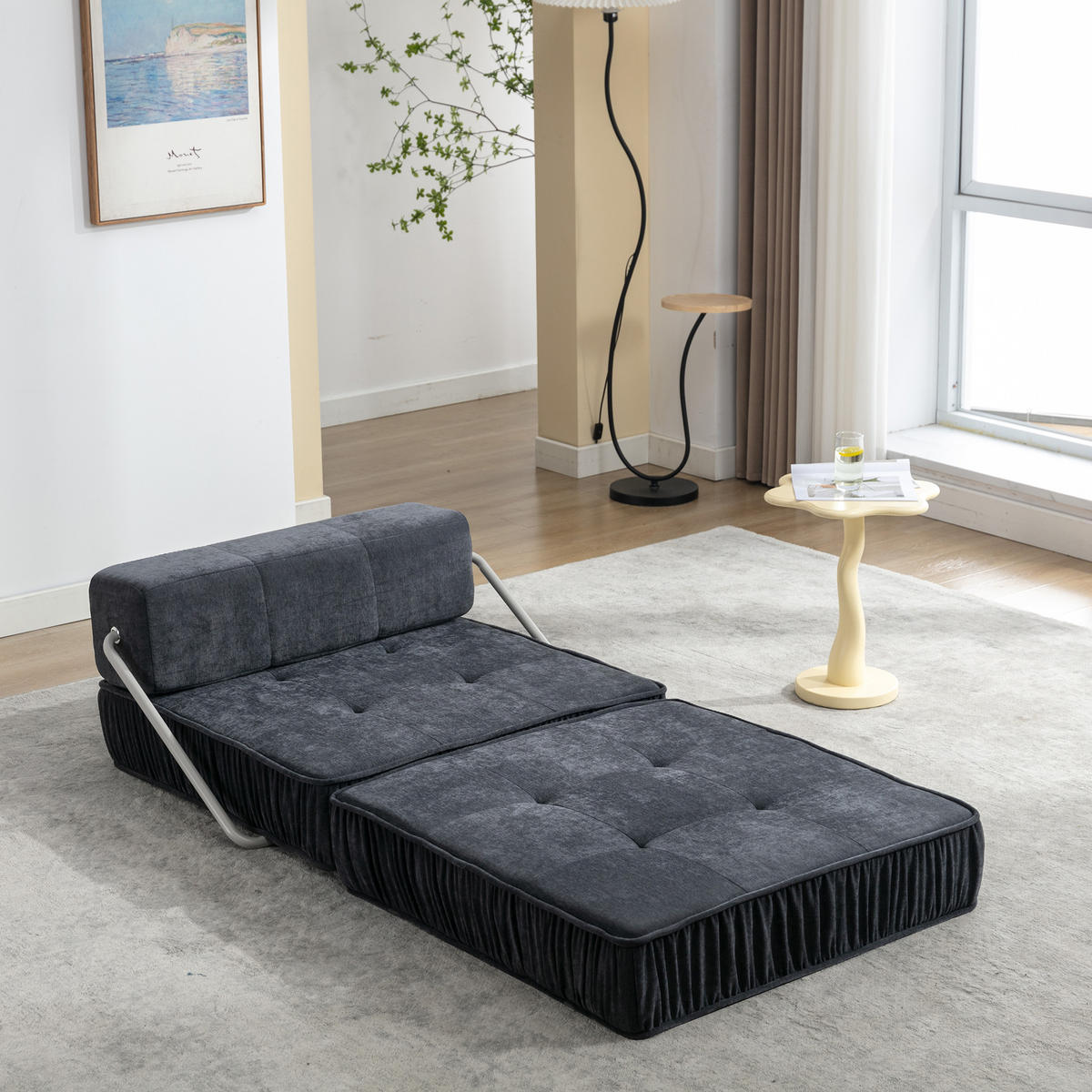 SCHLAFSESSEL DE-34989 2-in-1 mit Bettfunktion Grau - Grau, Metall (92/64/92cm) - ComfortXL