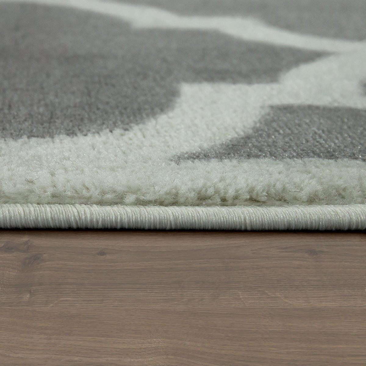 TEPPICH Kurzflor Marokkanisches Muster Wohnzimmer schmutzabweisend Grau Rechteckig 240x340 - Grau, Textil (240/340cm) - KADIMA DESIGN