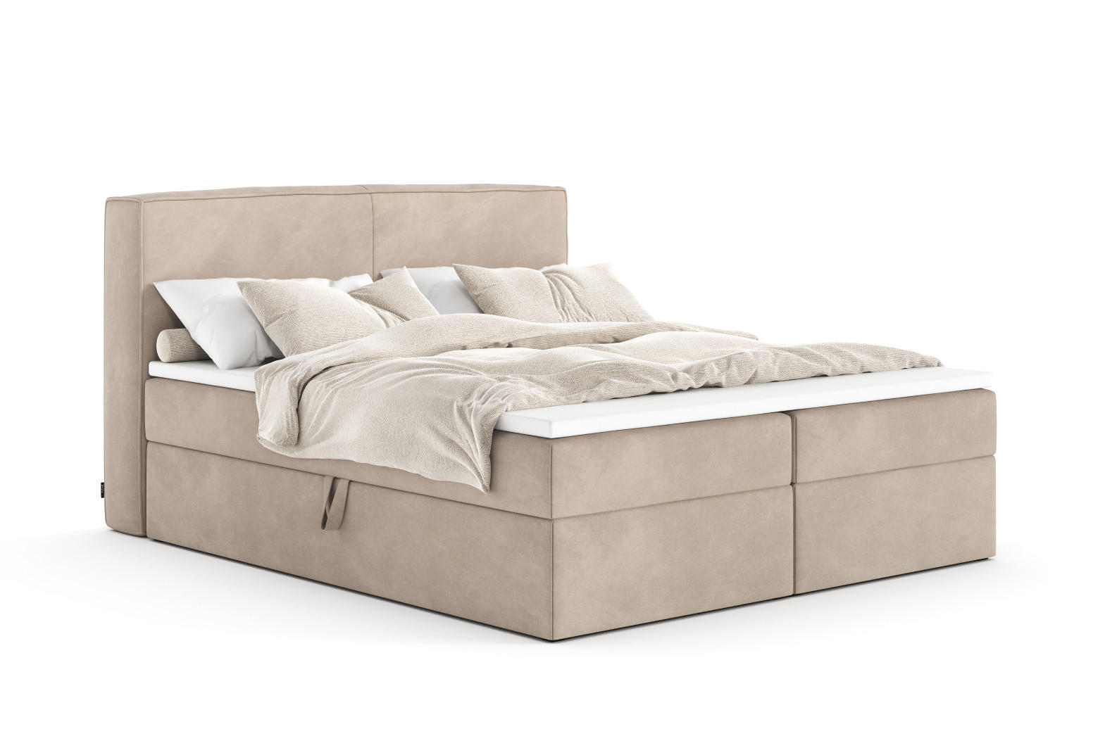 POLSTERBETT MITTO mit Bettkasten, Doppelbett - 180x200 cm - Beige/Naturfarben, Holz/Textil (180/200cm) - mybed.