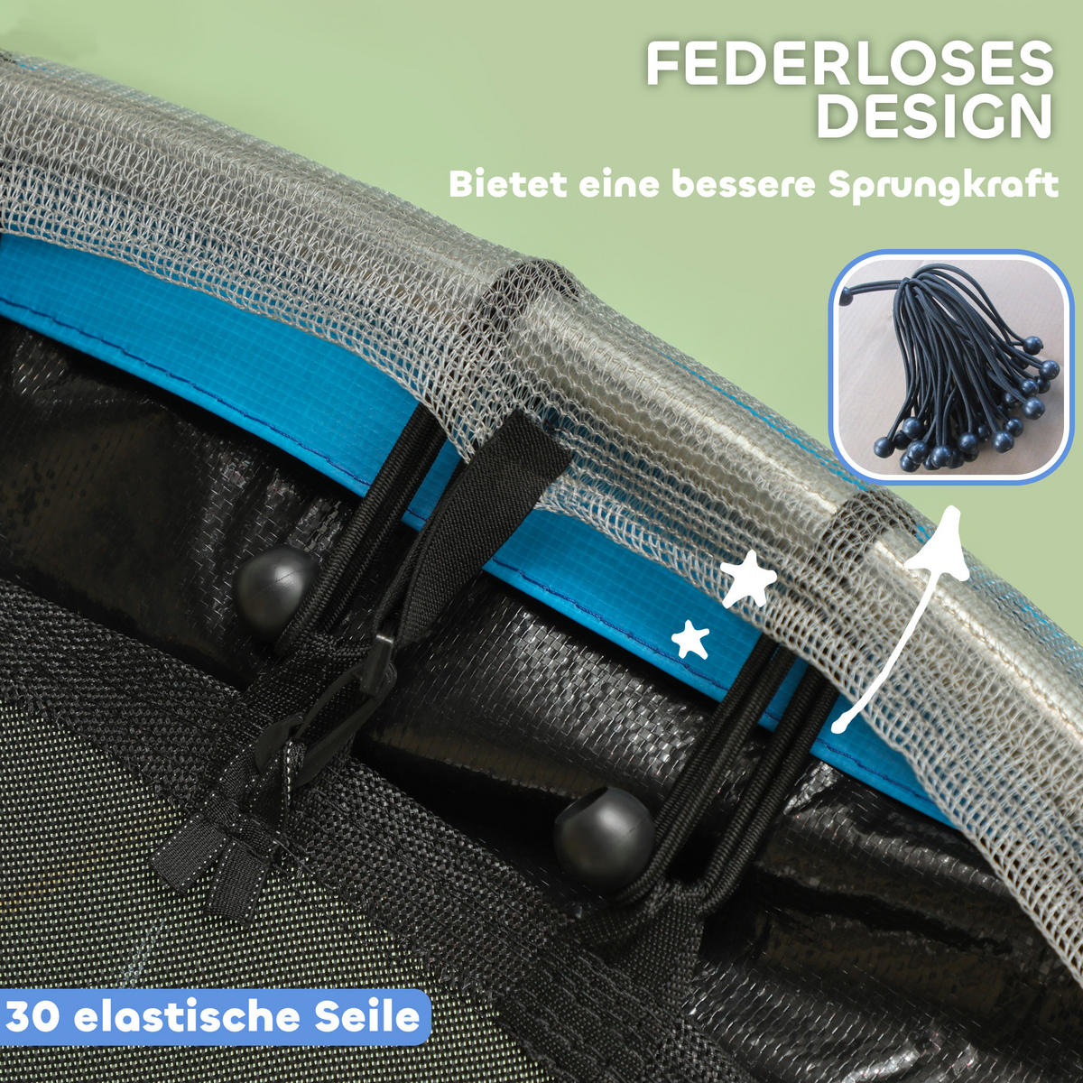 KINDER TRAMPOLIN, Blau+Gelb, Stahl, Kunststoff - Blau, Metall (140/140cm) - AIYAPLAY