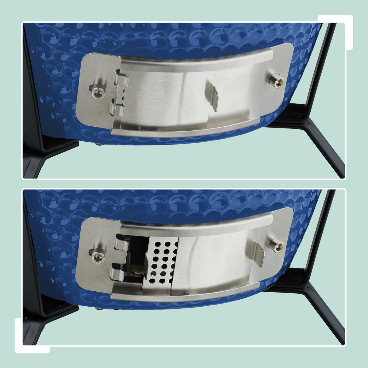 KAMADO-GRILL - Blau, Keramik/Metall (34/56.5cm) - Relaxdays