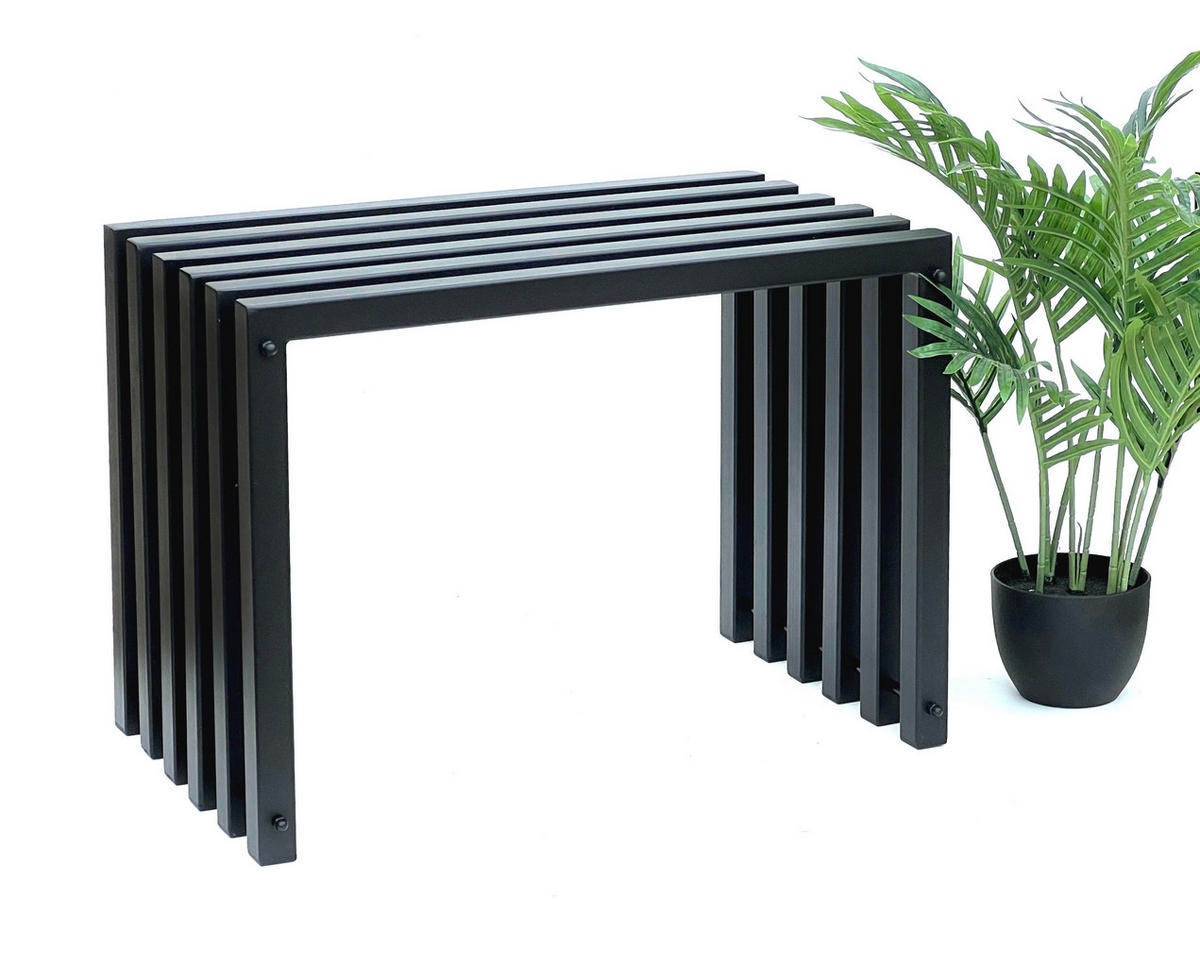 HOCKER Metall Schwarz Sitzbank Massiv Wetterfest 60 cm Sitzhocker Ela - Schwarz, Metall (60/43.5/37cm) - DanDiBo